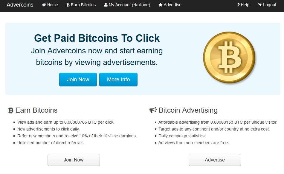 paid-to-click that pays you in bitcoins value