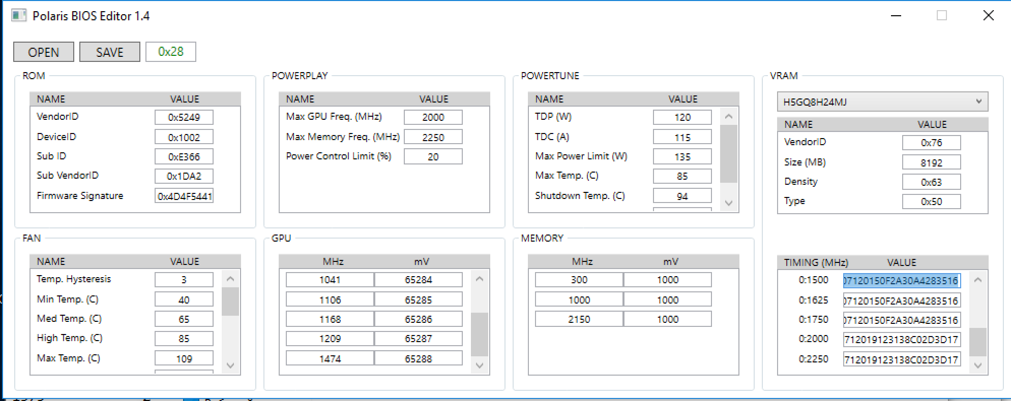 Открыть rom. Rx580 биос. BIOS.ASUS 580 4gb. Частоты RX 580. Polaris BIOS Editor.