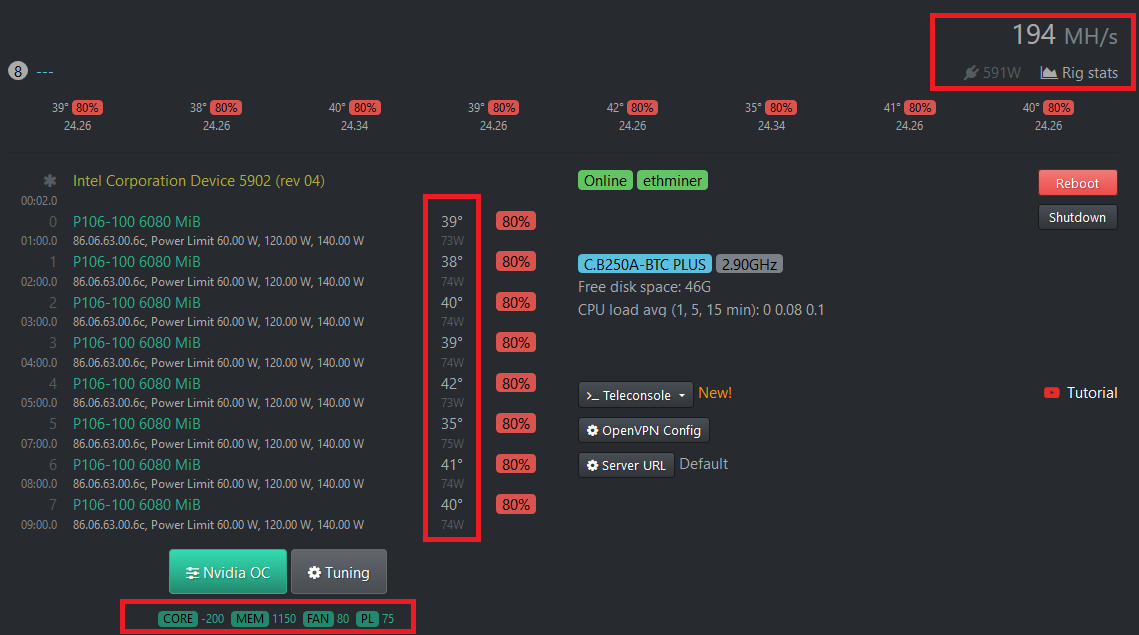 Hive os как узнать какая карта реджекты