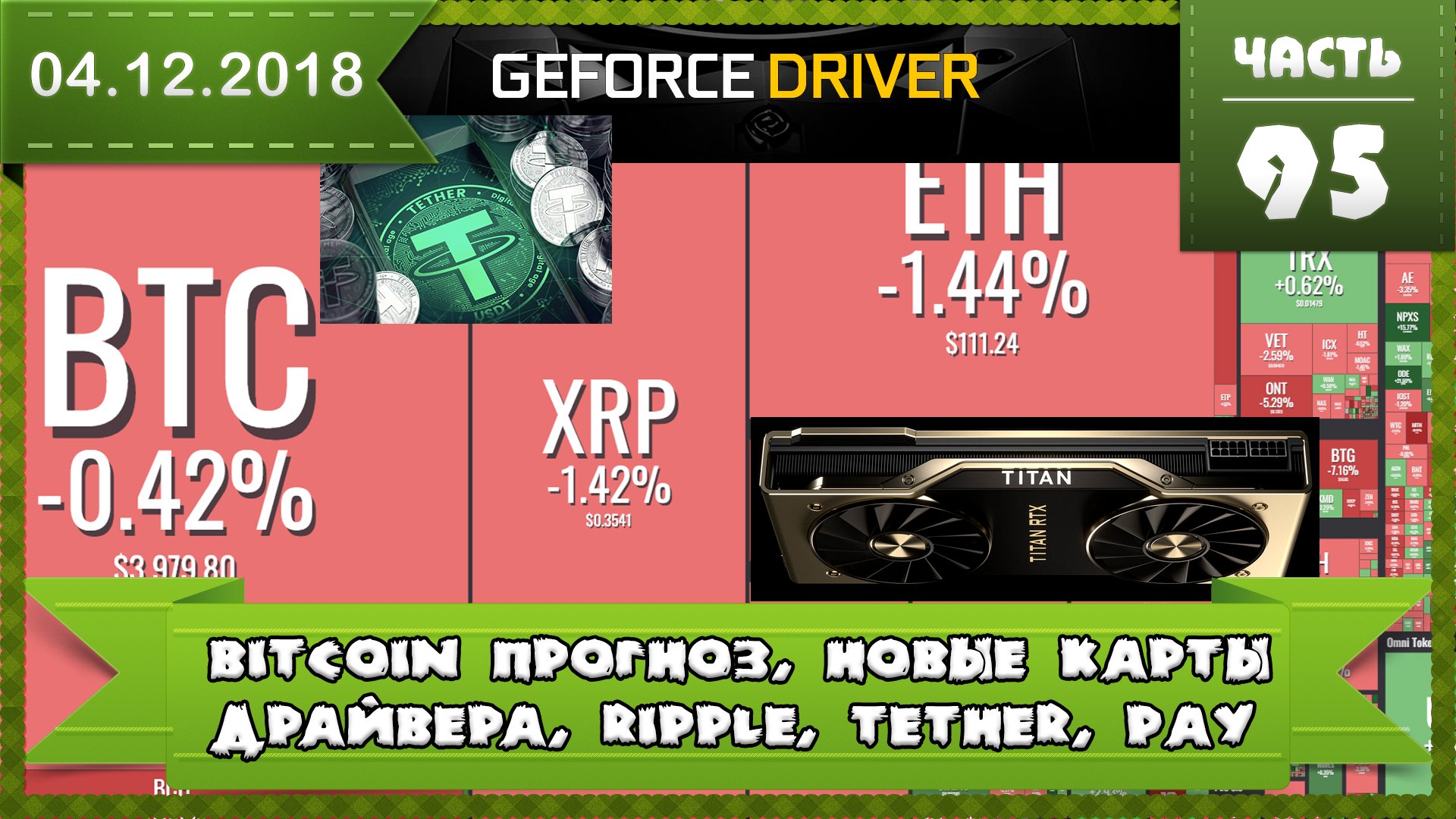 Когда вырастет Биткоин? новая версия, видеокарта за 220 000 рублей TITAN RTX, Tether мухлюет