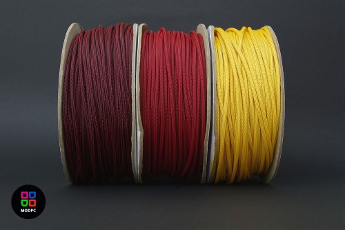 Оплетка кабелей золотая карбон красная