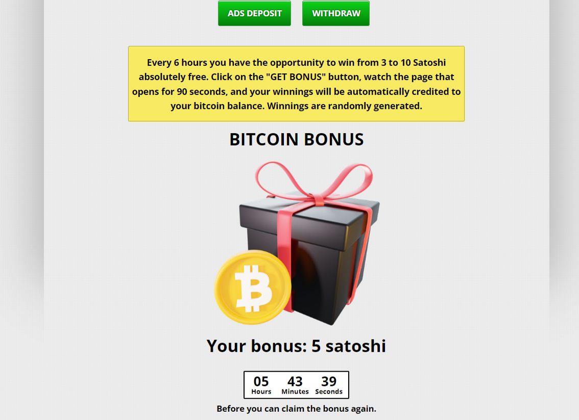 Free-Btc.org кран льет сатошика битка 4 в час + бонус 5 сат в 6 часов. есть  оферы и просмотр ссылок + майнинг - Краны, раздачи, фаусеты - Биткоин форум